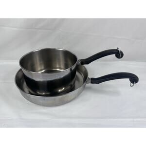 Farberware 10” Skillet Fry Pan Saucepan Stainless Steel Alum Clad Vintage